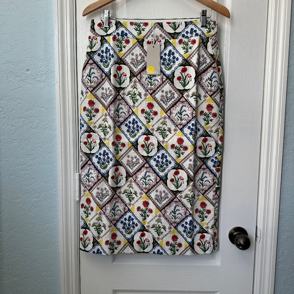 NWT - BODEN COTTON TEXTURED PENCIL SKIRT